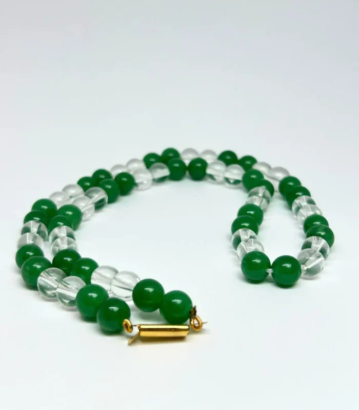 Green & White Crystal Mala